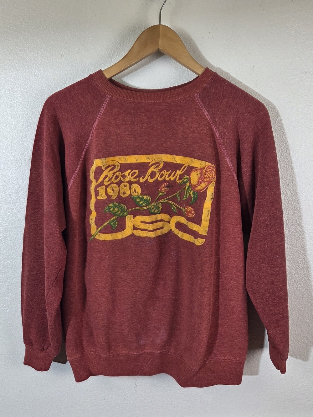 Vintage 1980 USC Rose Bowl Sweatshirt Large Collegiate Pacific USA Distressed